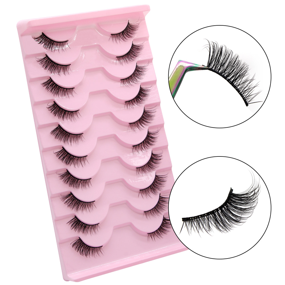 Eyelash Extension Cat Eye - Moonlily 10 Pairs Half Eyelashes Natural