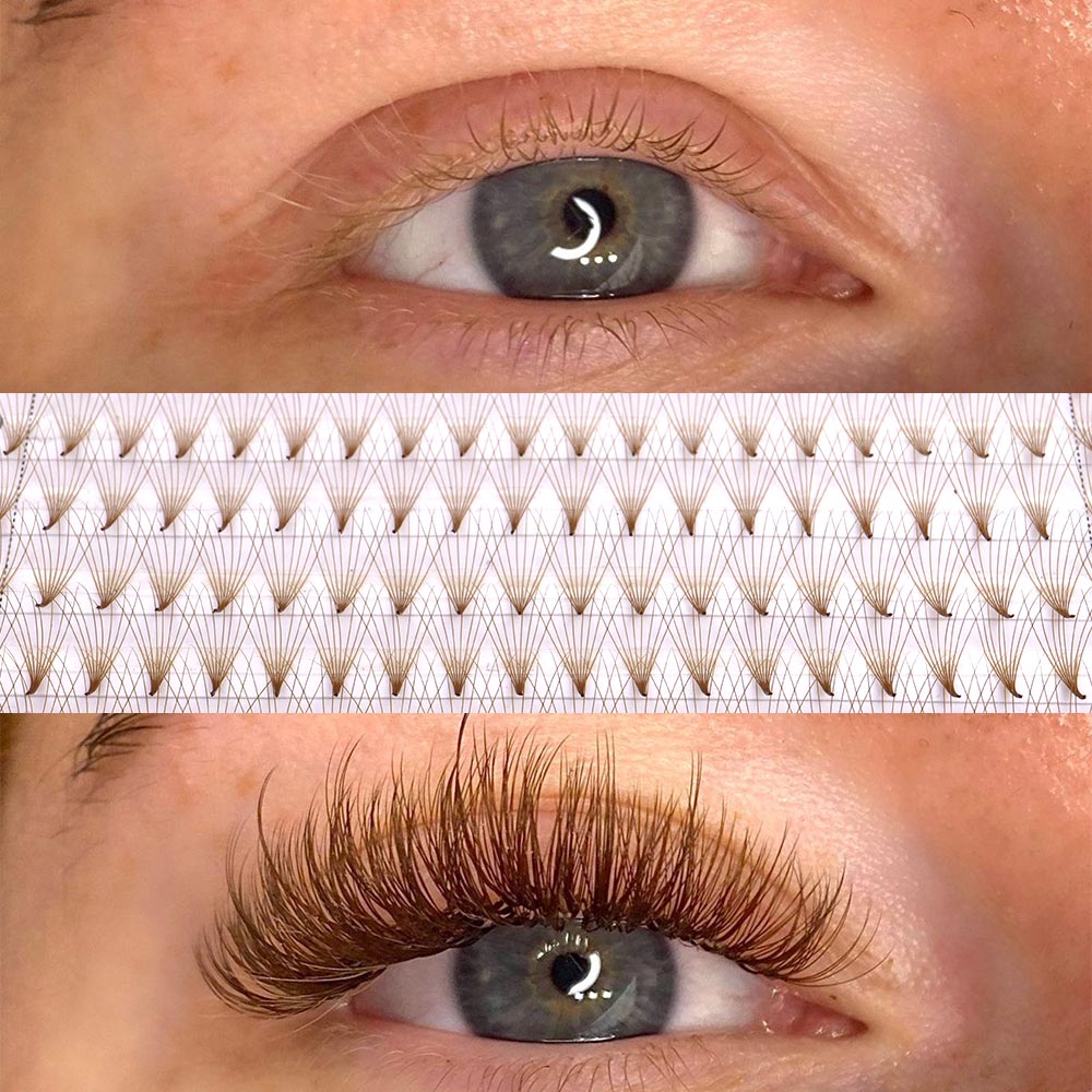 320 Colored Pointy Base Brown  - Eyelash Extension Russian Volume recension och pris