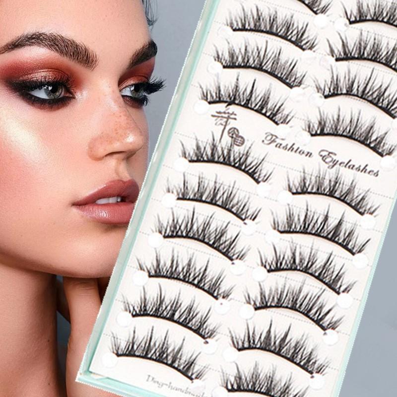 10 Pairs Natural Long Wispy Ca - Eyelash Extension Cat Eye recension och pris
