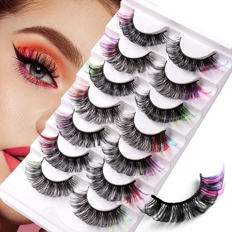 7 Pairs Colorful False Eyelash - Eyelash Extension Russian Volume recension och pris