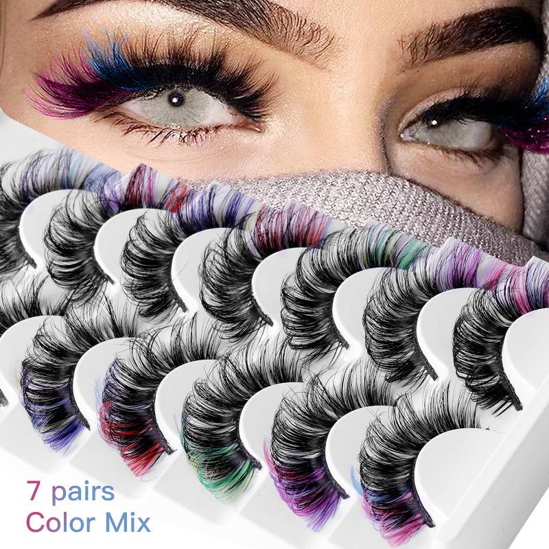 7 Pairs Colorful False Eyelash - Eyelash Extension Russian Volume recension och pris